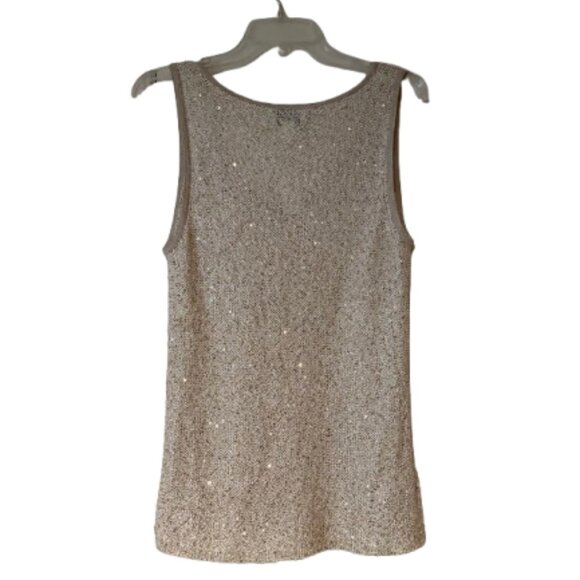 Loft Tan/Taupe Knit Tank w/Gold Sequin Disks - Medium - Picture 2 of 7